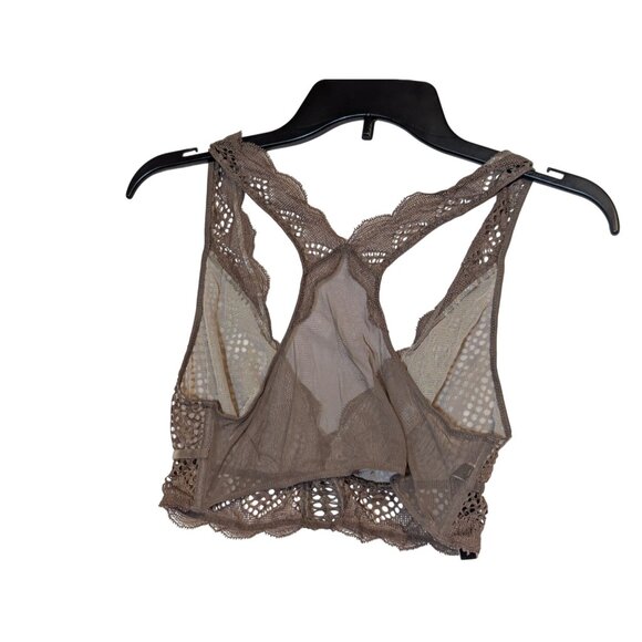 Victorias Secret Very Sexy Lace Bralette Top M Brown Sheer Stretchy Racerback - Picture 4 of 6
